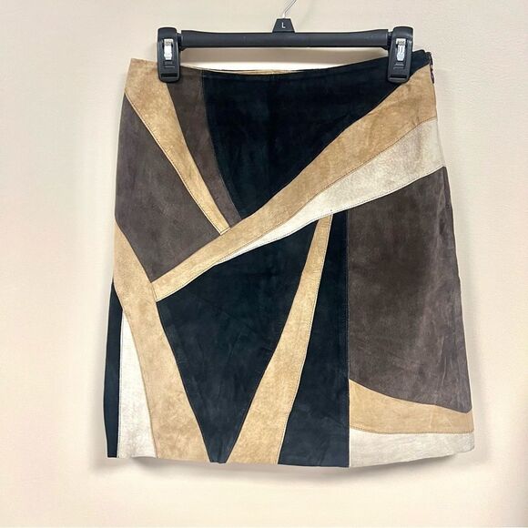 Alfani suede geometric retro print skirt Sz 6 P - Picture 1 of 5